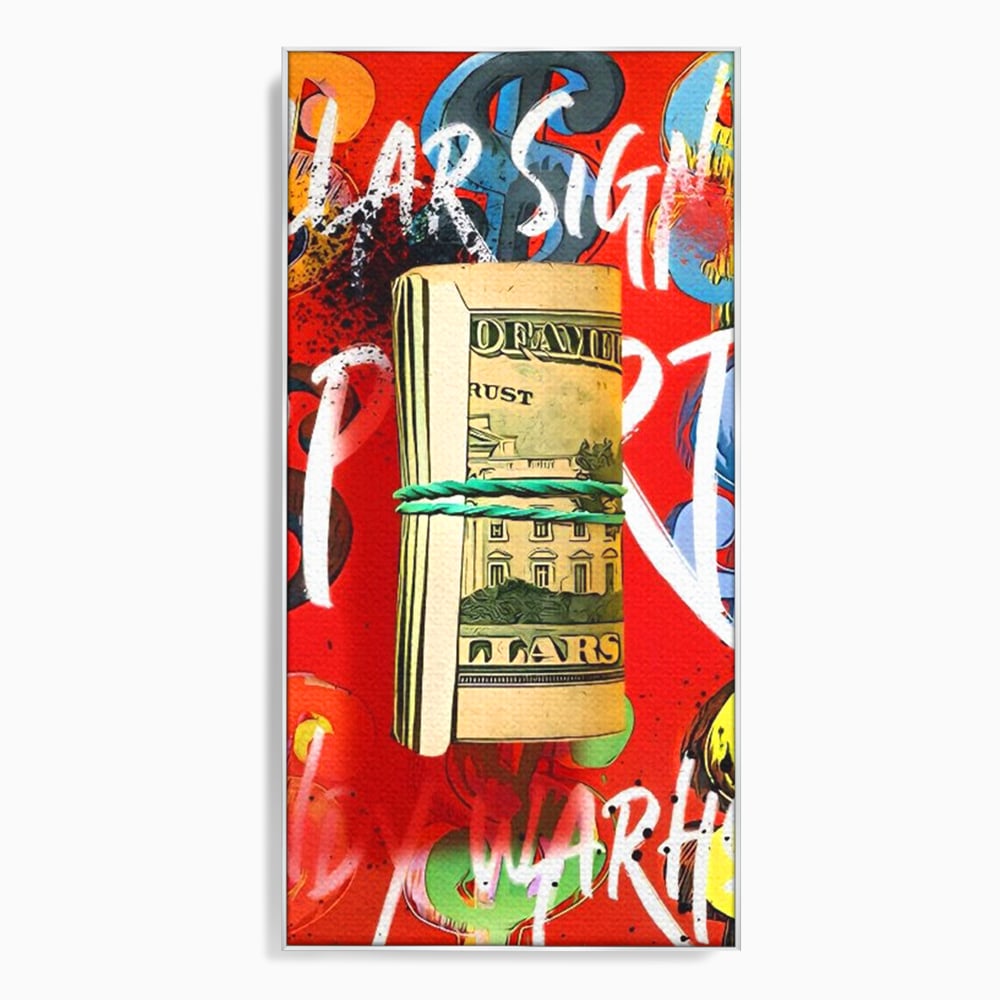 Tablou Canvas Premium LuxCanva® A1489, Graffiti Dollar , Room, Bani, Cash, Culori, Dormitor, Culori Vibrante