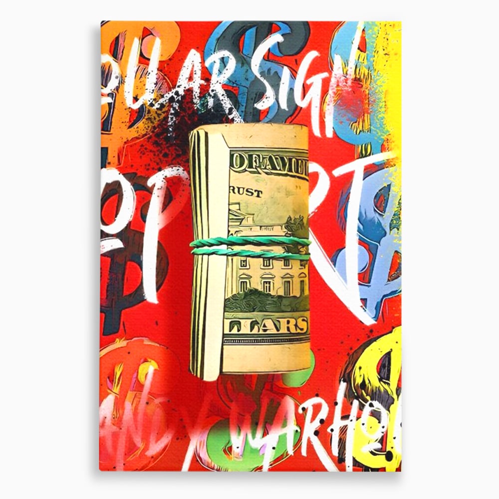 Tablou Canvas Premium LuxCanva® A1489, Graffiti Dollar , Room, Bani, Cash, Culori, Dormitor, Culori Vibrante