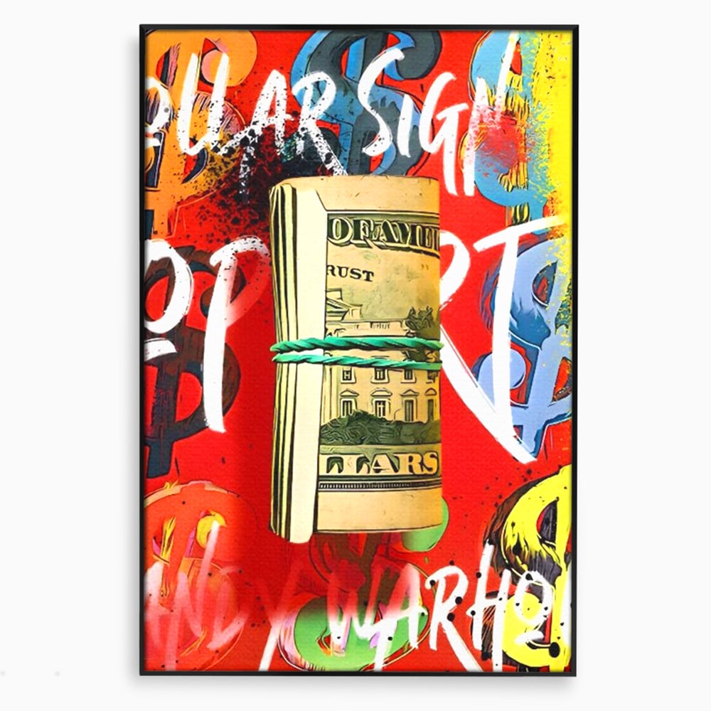Tablou Canvas Premium LuxCanva® A1489, Graffiti Dollar , Room, Bani, Cash, Culori, Dormitor, Culori Vibrante