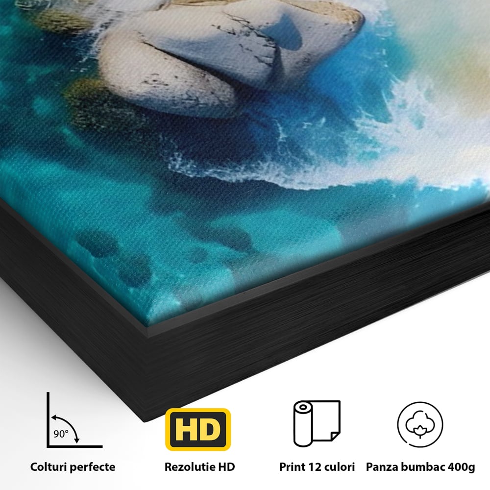 Tablou Canvas Premium LuxCanva® A1492, Sea Stone , Room, Pietre, Stanci, Mare, Turcoaz, Dormitor, Culori Vibrante