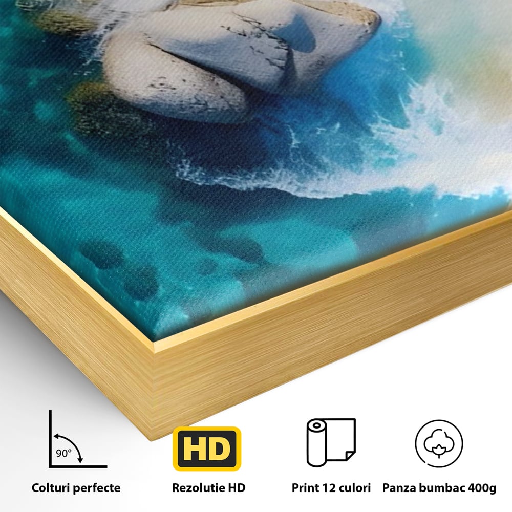 Tablou Canvas Premium LuxCanva® A1492, Sea Stone , Room, Pietre, Stanci, Mare, Turcoaz, Dormitor, Culori Vibrante