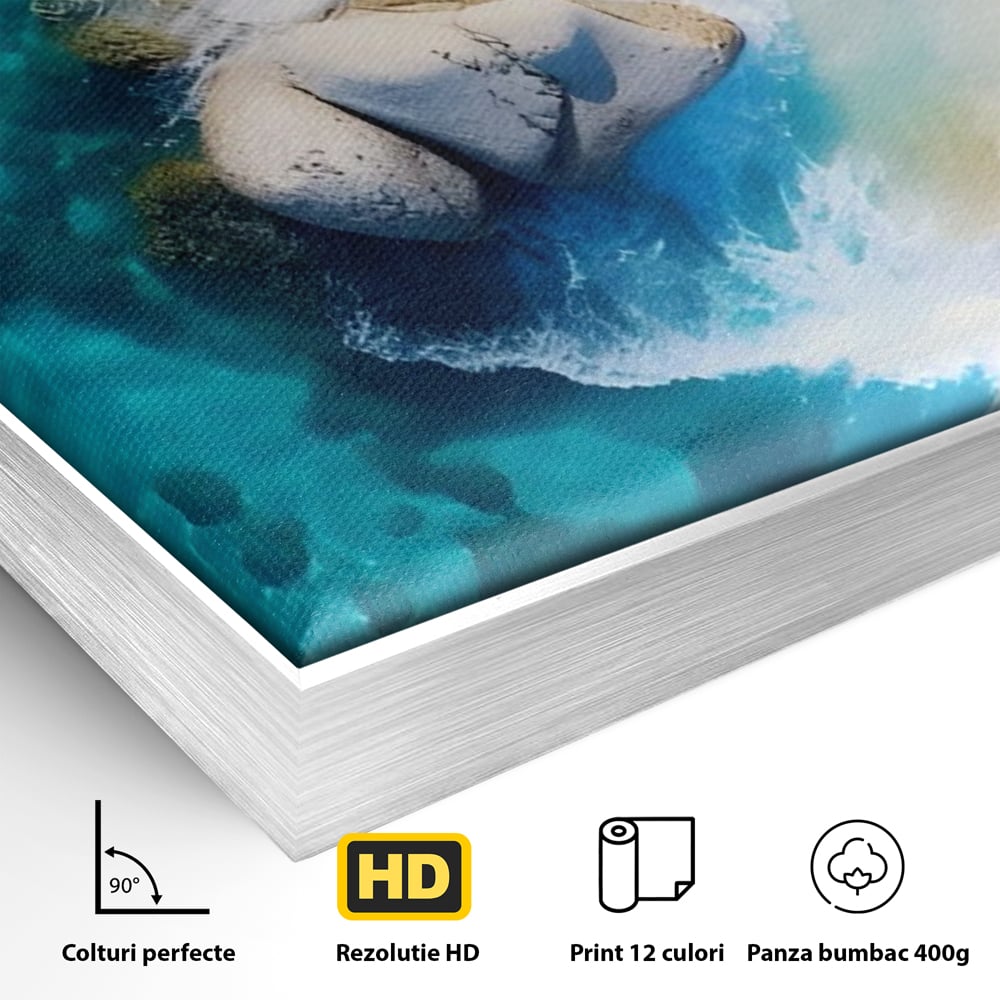 Tablou Canvas Premium LuxCanva® A1492, Sea Stone , Room, Pietre, Stanci, Mare, Turcoaz, Dormitor, Culori Vibrante