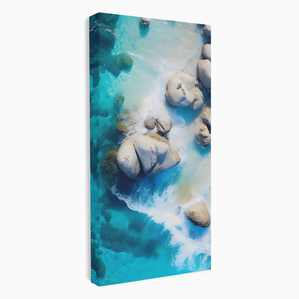 Tablou Canvas Premium LuxCanva® A1492, Sea Stone , Room, Pietre, Stanci, Mare, Turcoaz, Dormitor, Culori Vibrante