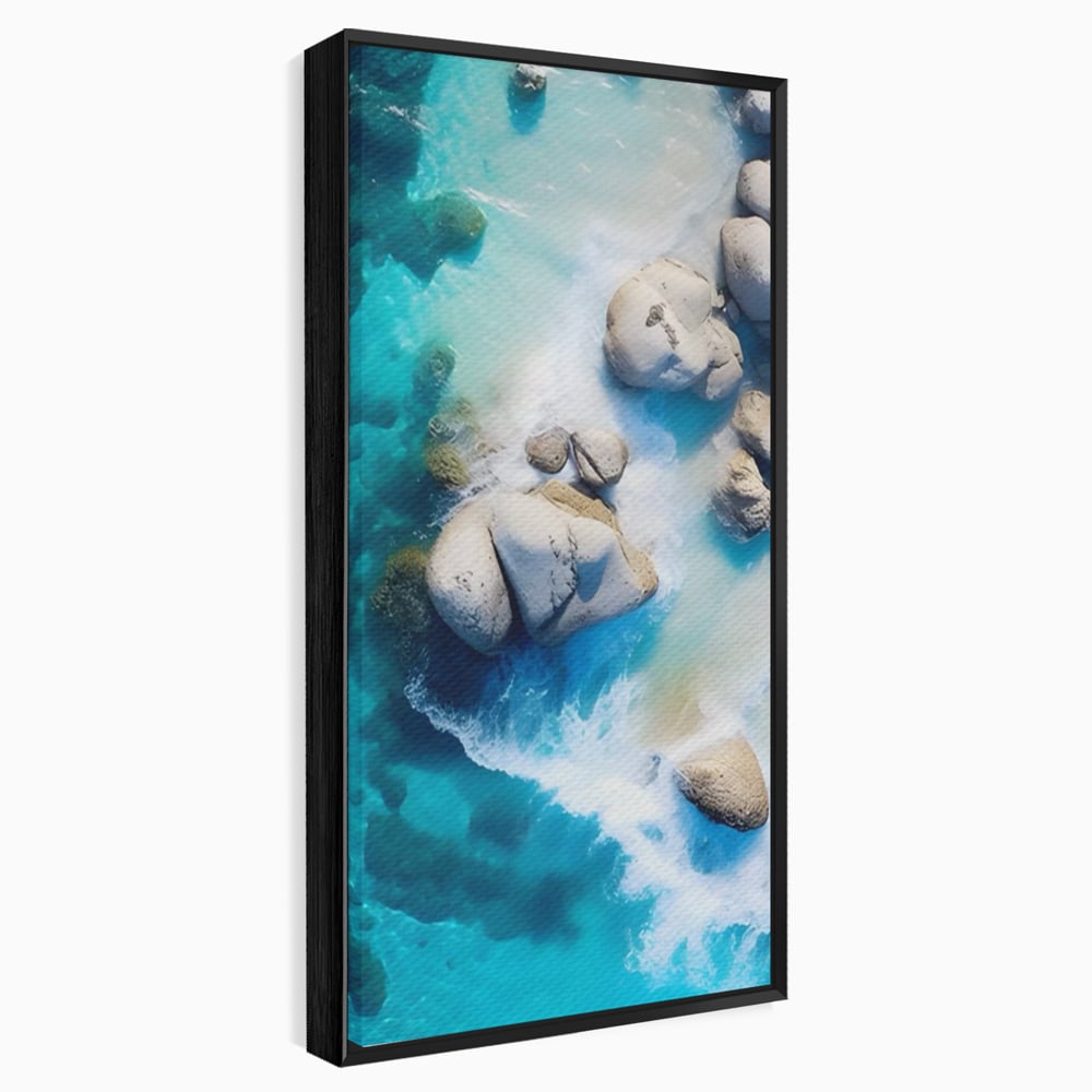 Tablou Canvas Premium LuxCanva® A1492, Sea Stone , Room, Pietre, Stanci, Mare, Turcoaz, Dormitor, Culori Vibrante