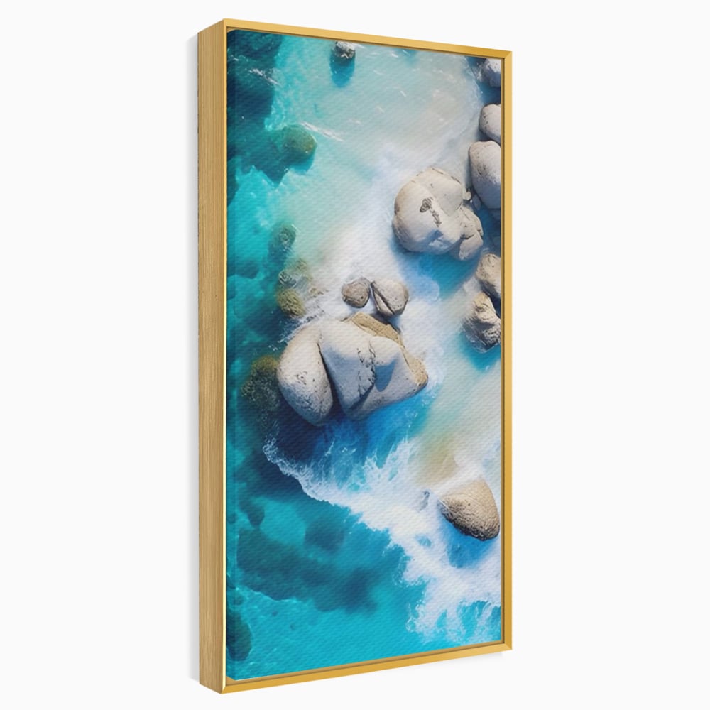 Tablou Canvas Premium LuxCanva® A1492, Sea Stone , Room, Pietre, Stanci, Mare, Turcoaz, Dormitor, Culori Vibrante