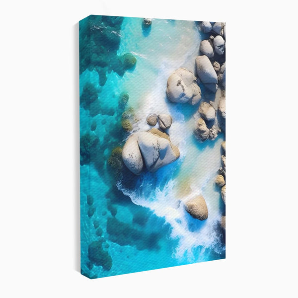 Tablou Canvas Premium LuxCanva® A1492, Sea Stone , Room, Pietre, Stanci, Mare, Turcoaz, Dormitor, Culori Vibrante