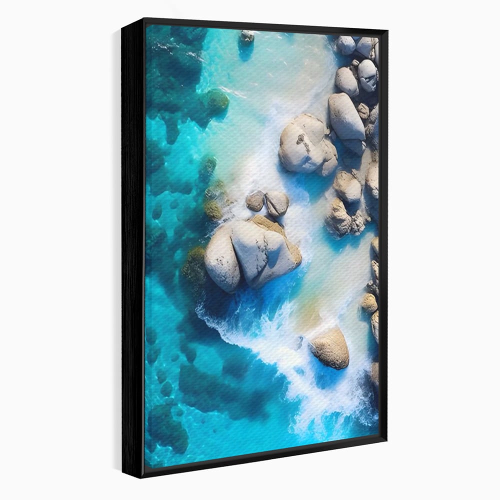 Tablou Canvas Premium LuxCanva® A1492, Sea Stone , Room, Pietre, Stanci, Mare, Turcoaz, Dormitor, Culori Vibrante