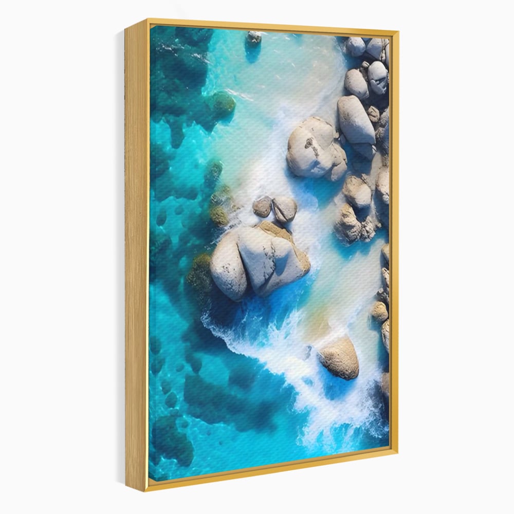 Tablou Canvas Premium LuxCanva® A1492, Sea Stone , Room, Pietre, Stanci, Mare, Turcoaz, Dormitor, Culori Vibrante