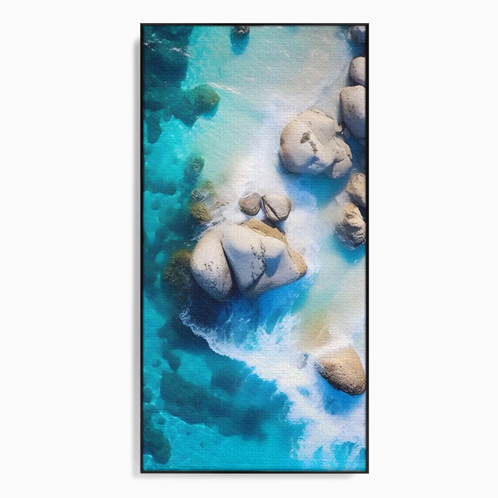 Tablou Canvas Premium LuxCanva® A1492, Sea Stone , Room, Pietre, Stanci, Mare, Turcoaz, Dormitor, Culori Vibrante