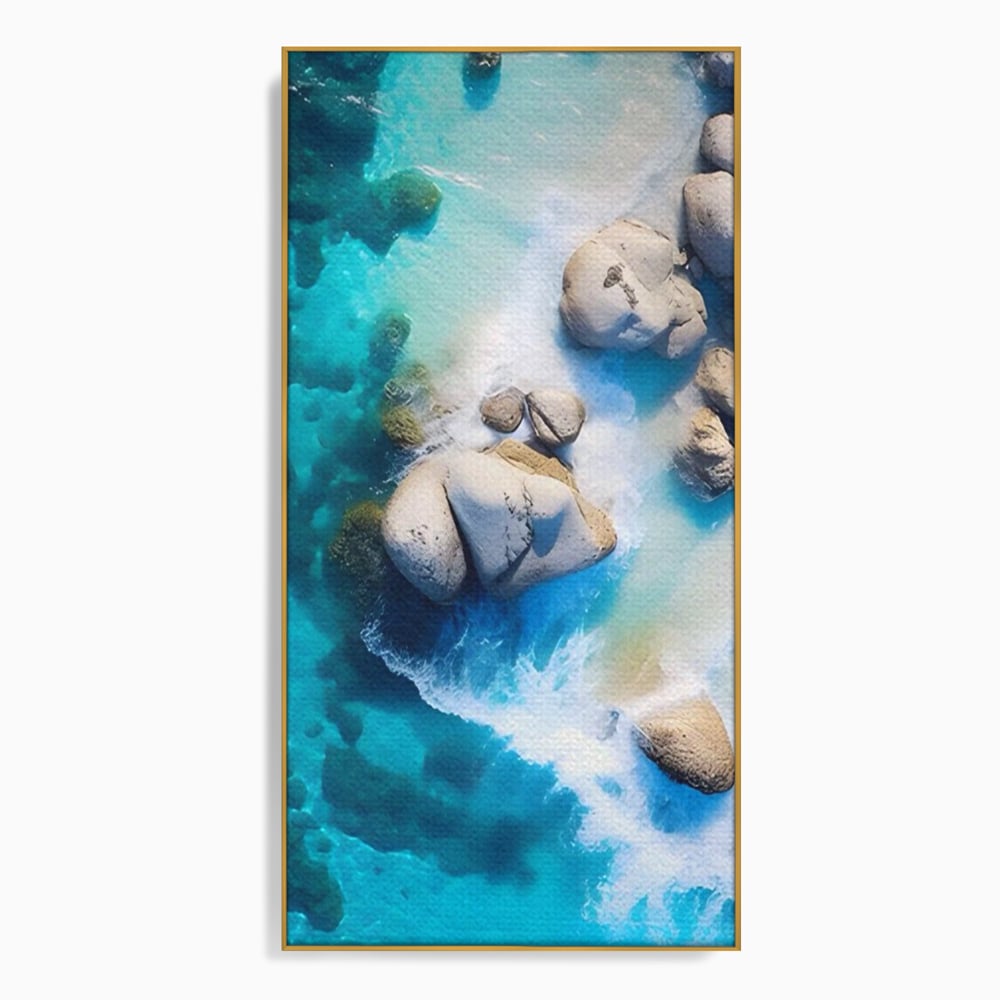Tablou Canvas Premium LuxCanva® A1492, Sea Stone , Room, Pietre, Stanci, Mare, Turcoaz, Dormitor, Culori Vibrante