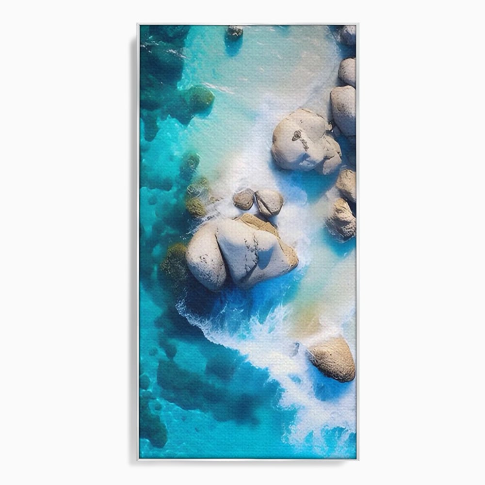 Tablou Canvas Premium LuxCanva® A1492, Sea Stone , Room, Pietre, Stanci, Mare, Turcoaz, Dormitor, Culori Vibrante