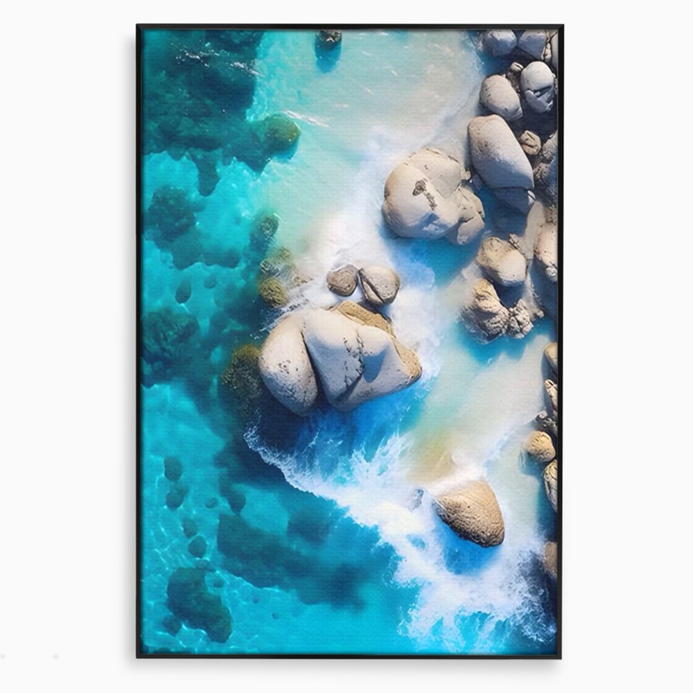 Tablou Canvas Premium LuxCanva® A1492, Sea Stone , Room, Pietre, Stanci, Mare, Turcoaz, Dormitor, Culori Vibrante
