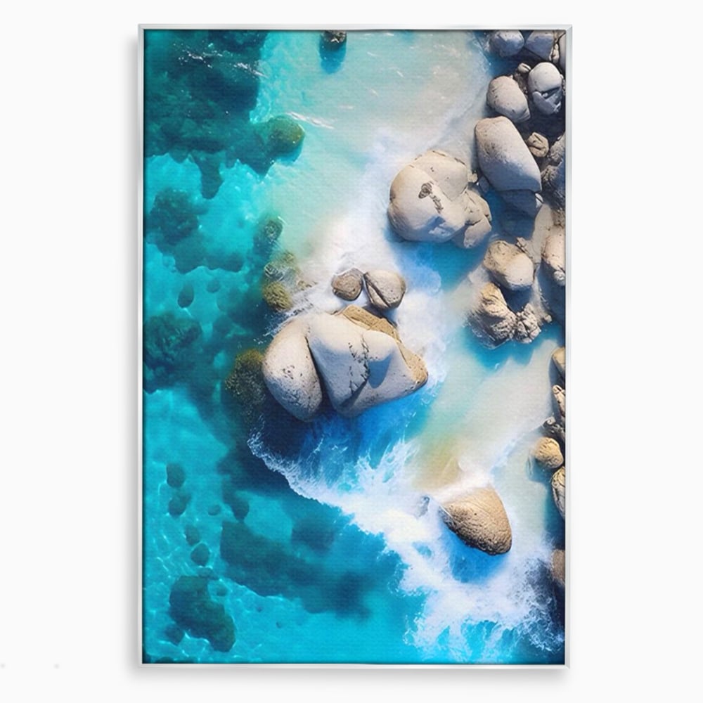 Tablou Canvas Premium LuxCanva® A1492, Sea Stone , Room, Pietre, Stanci, Mare, Turcoaz, Dormitor, Culori Vibrante