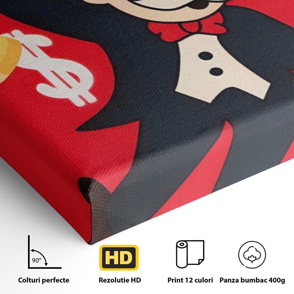 Tablou Canvas Premium LuxCanva® A1493, Monopoly Game , Room, Joc, Dolar, Bani, Cash, Dormitor, Culori Vibrante