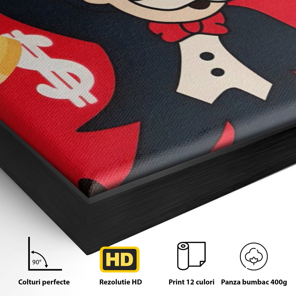Tablou Canvas Premium LuxCanva® A1493, Monopoly Game , Room, Joc, Dolar, Bani, Cash, Dormitor, Culori Vibrante