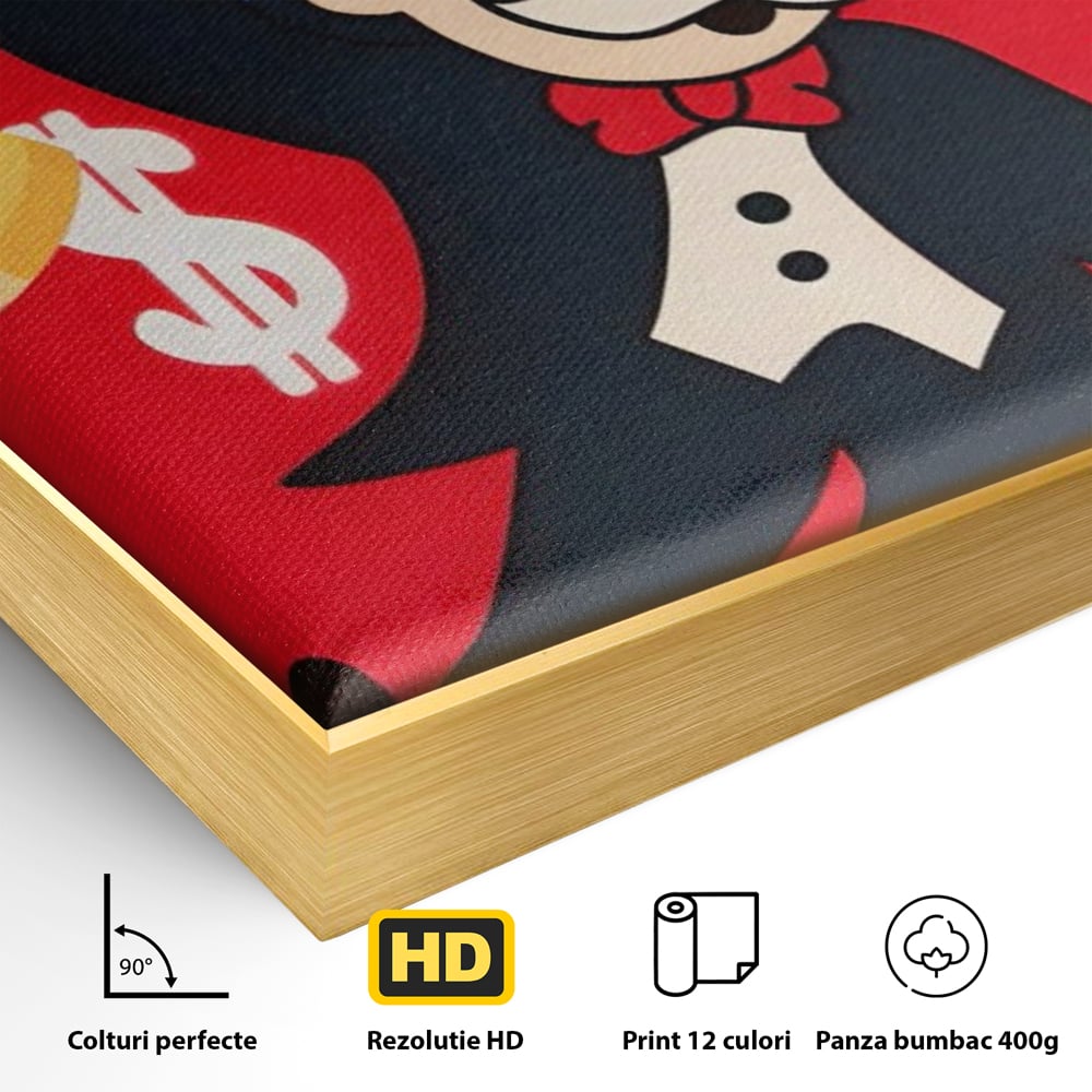 Tablou Canvas Premium LuxCanva® A1493, Monopoly Game , Room, Joc, Dolar, Bani, Cash, Dormitor, Culori Vibrante