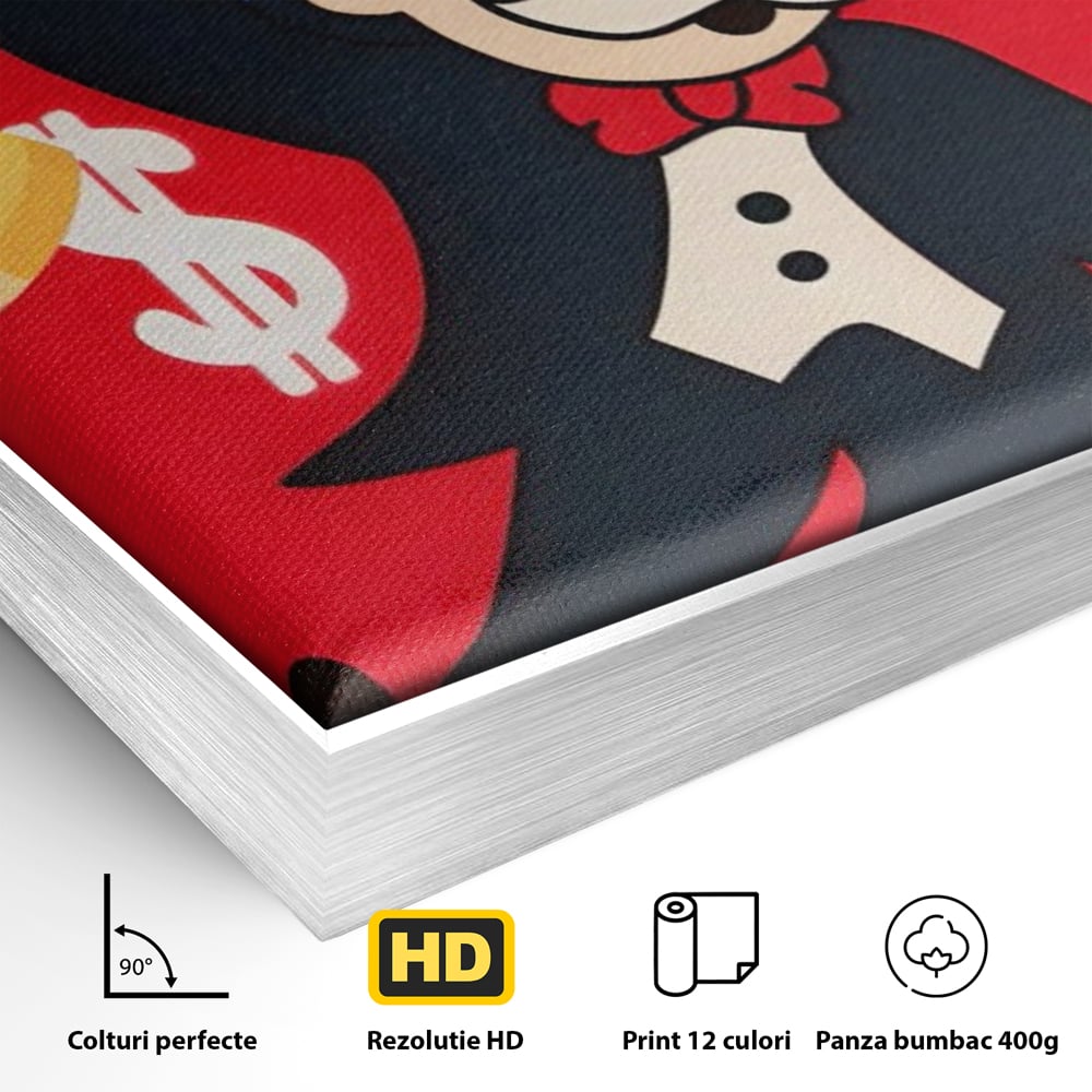 Tablou Canvas Premium LuxCanva® A1493, Monopoly Game , Room, Joc, Dolar, Bani, Cash, Dormitor, Culori Vibrante