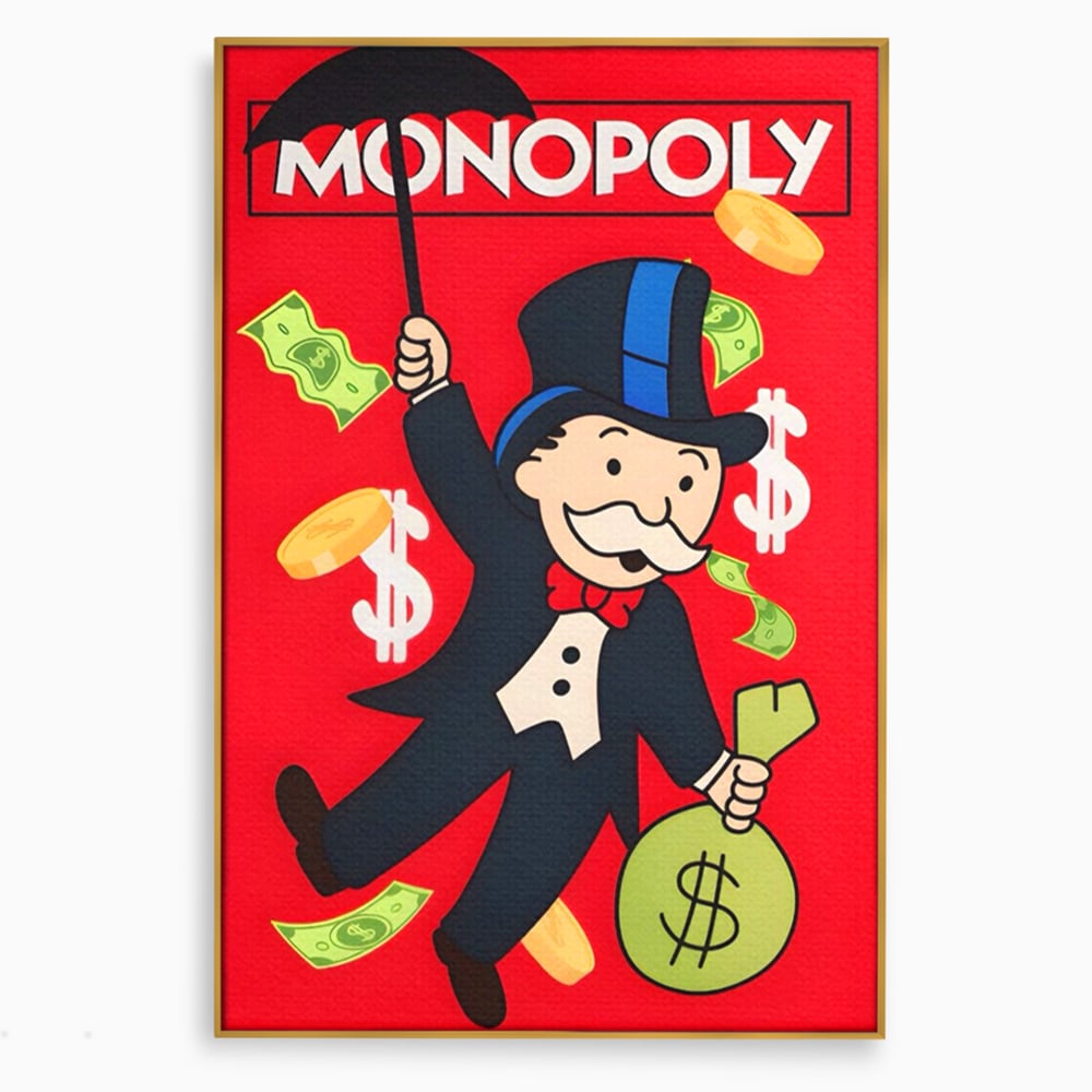 Tablou Canvas Premium LuxCanva® A1493, Monopoly Game , Room, Joc, Dolar, Bani, Cash, Dormitor, Culori Vibrante