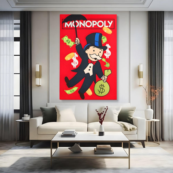 Tablou Canvas Premium LuxCanva® A1493, Monopoly Game , Room, Joc, Dolar, Bani, Cash, Dormitor, Culori Vibrante