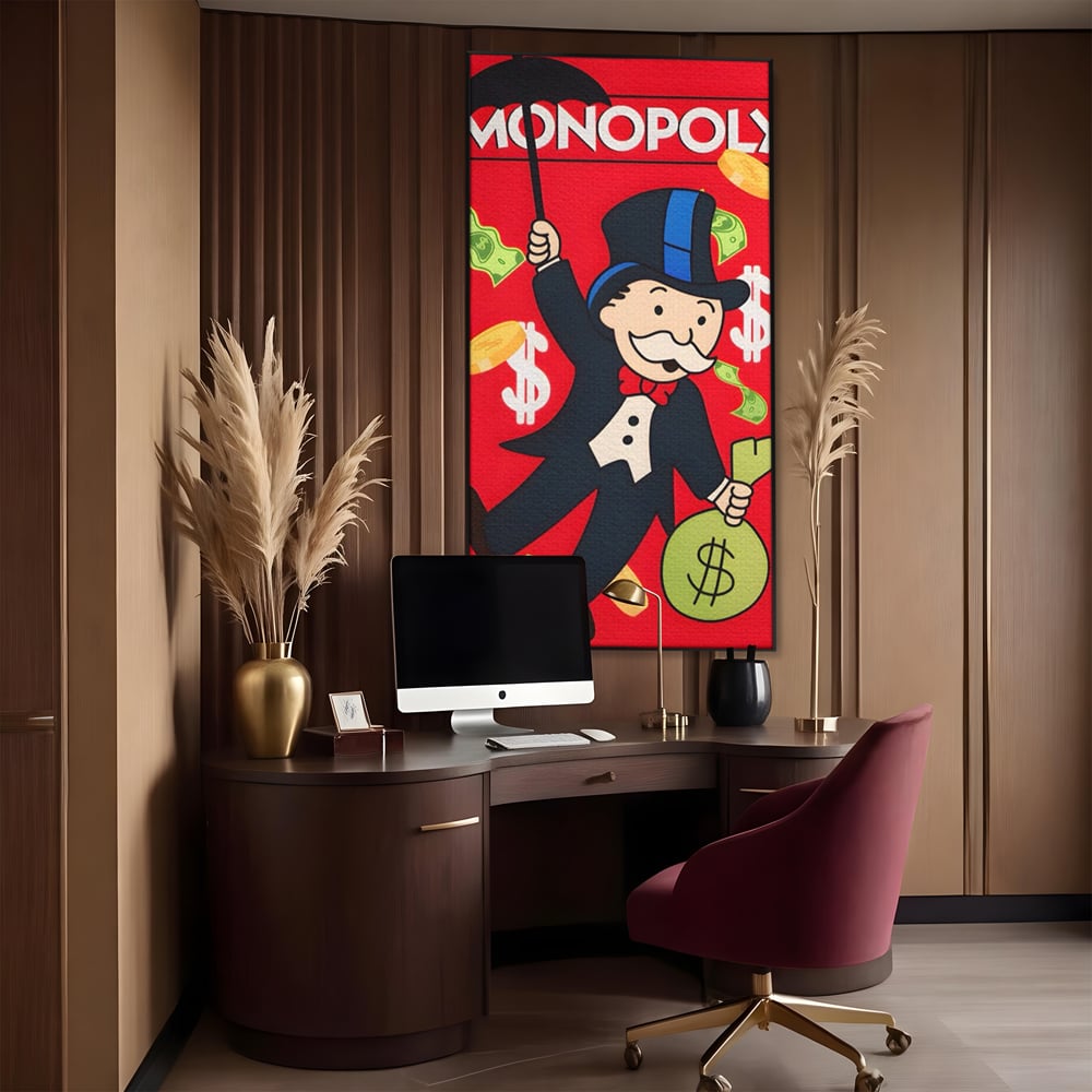 Tablou Canvas Premium LuxCanva® A1493, Monopoly Game , Room, Joc, Dolar, Bani, Cash, Dormitor, Culori Vibrante