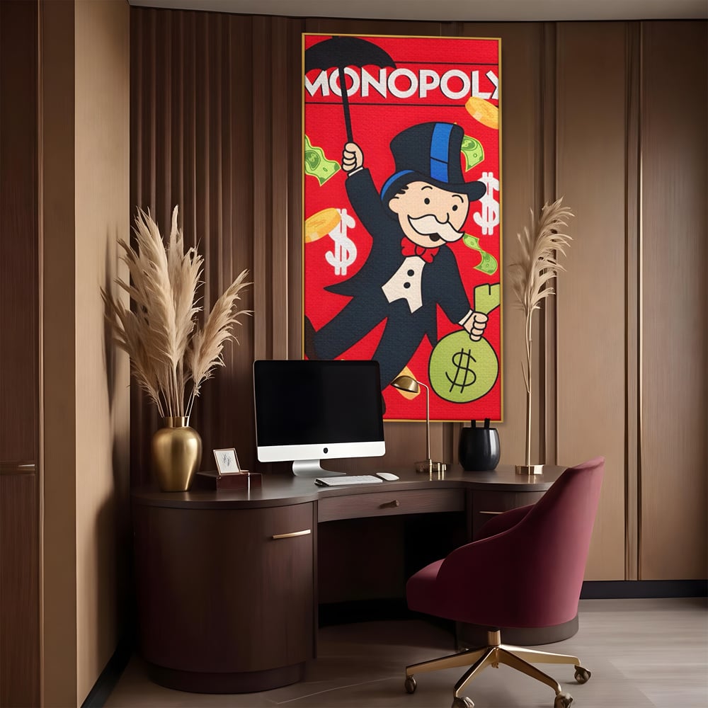 Tablou Canvas Premium LuxCanva® A1493, Monopoly Game , Room, Joc, Dolar, Bani, Cash, Dormitor, Culori Vibrante