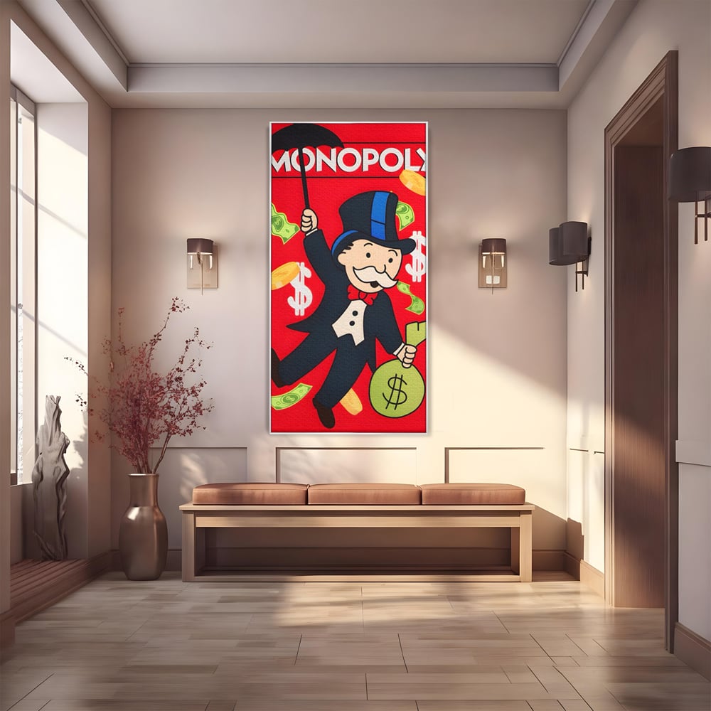 Tablou Canvas Premium LuxCanva® A1493, Monopoly Game , Room, Joc, Dolar, Bani, Cash, Dormitor, Culori Vibrante
