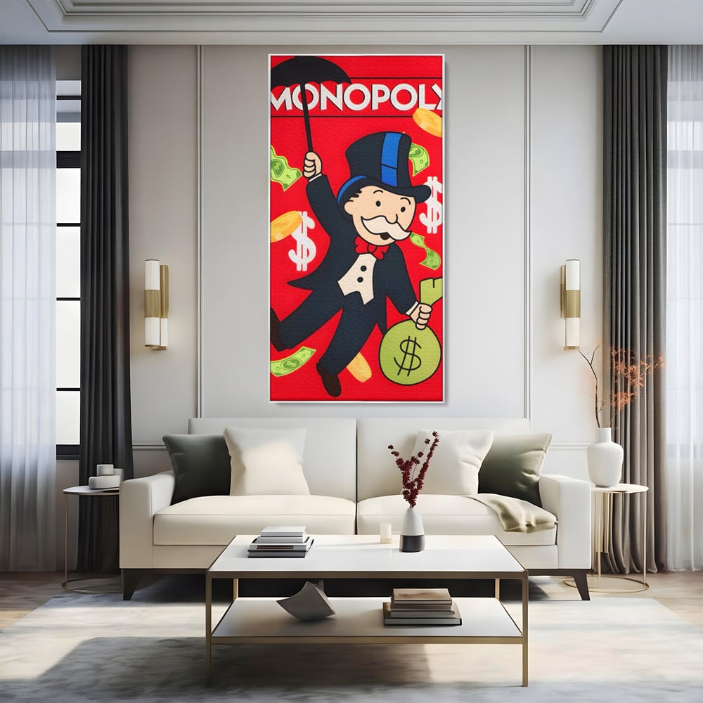 Tablou Canvas Premium LuxCanva® A1493, Monopoly Game , Room, Joc, Dolar, Bani, Cash, Dormitor, Culori Vibrante
