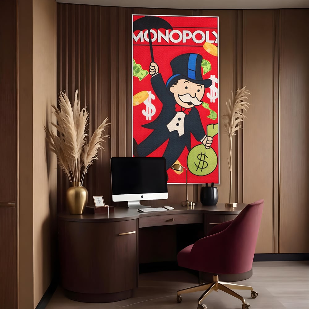 Tablou Canvas Premium LuxCanva® A1493, Monopoly Game , Room, Joc, Dolar, Bani, Cash, Dormitor, Culori Vibrante