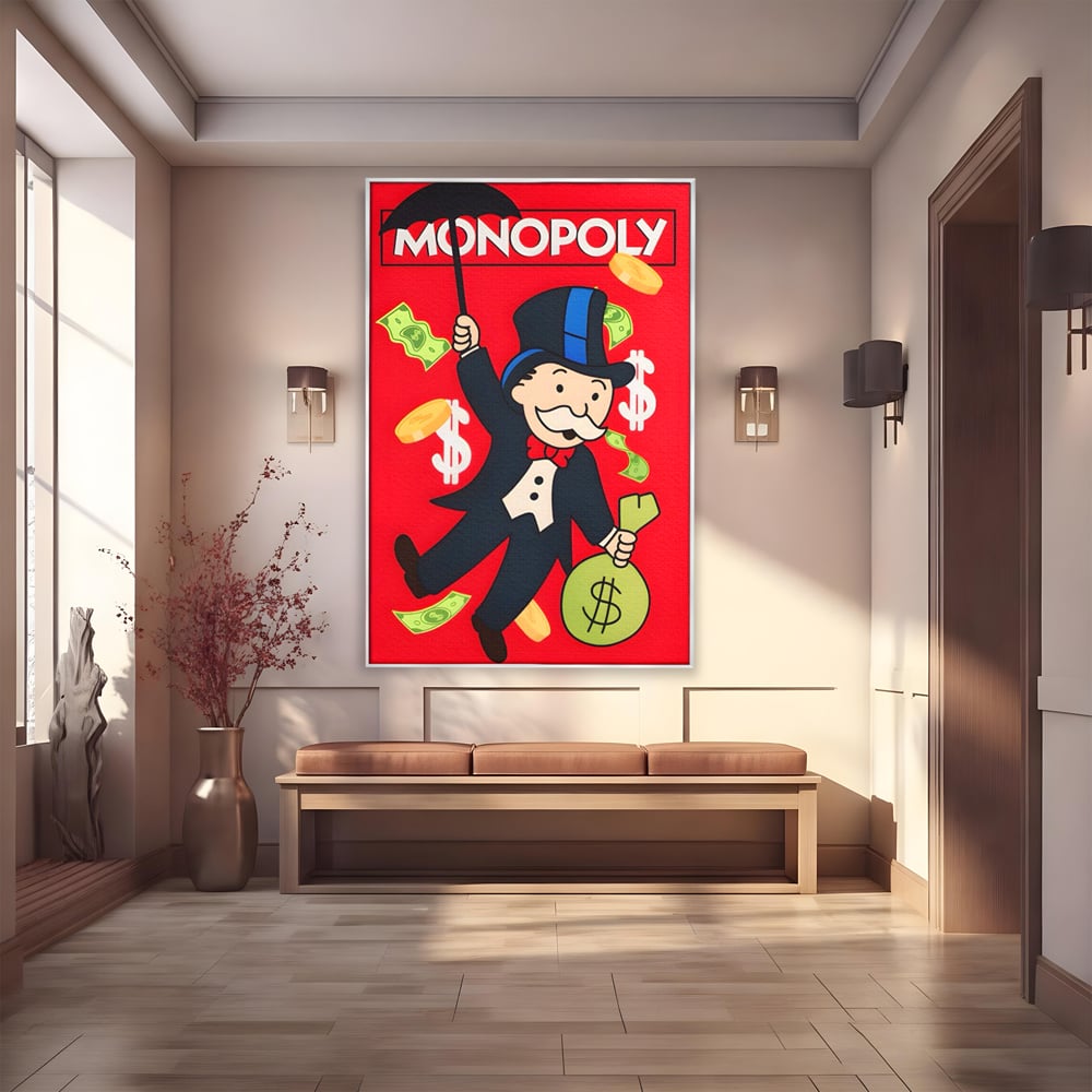 Tablou Canvas Premium LuxCanva® A1493, Monopoly Game , Room, Joc, Dolar, Bani, Cash, Dormitor, Culori Vibrante