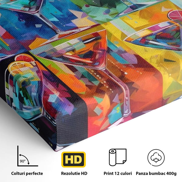 Tablou Canvas Premium LuxCanva® A1495, Cocktail , Room, Bautura, Pahare, Bar, Bucatarie, Culori Vibrante