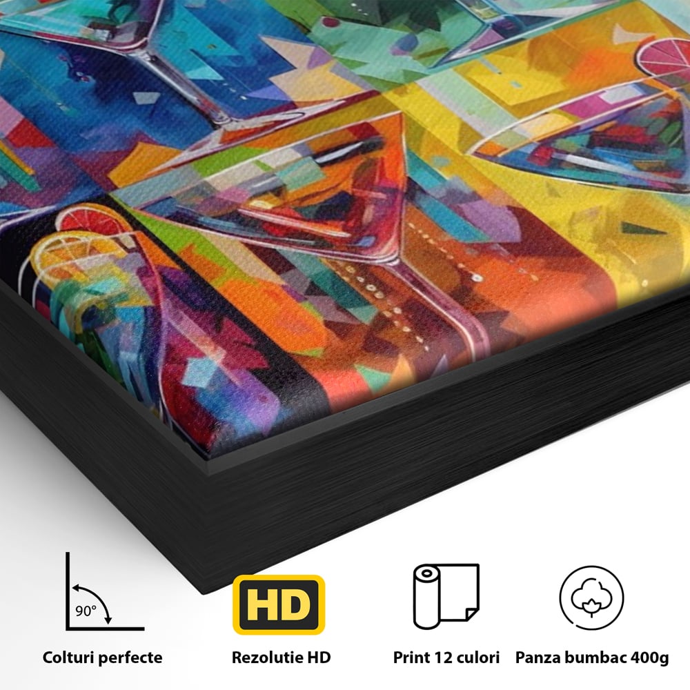 Tablou Canvas Premium LuxCanva® A1495, Cocktail , Room, Bautura, Pahare, Bar, Bucatarie, Culori Vibrante