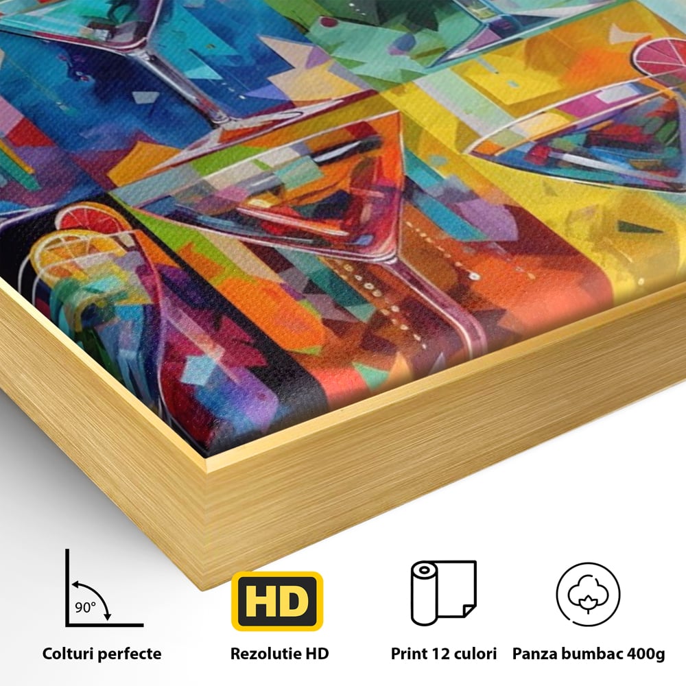 Tablou Canvas Premium LuxCanva® A1495, Cocktail , Room, Bautura, Pahare, Bar, Bucatarie, Culori Vibrante