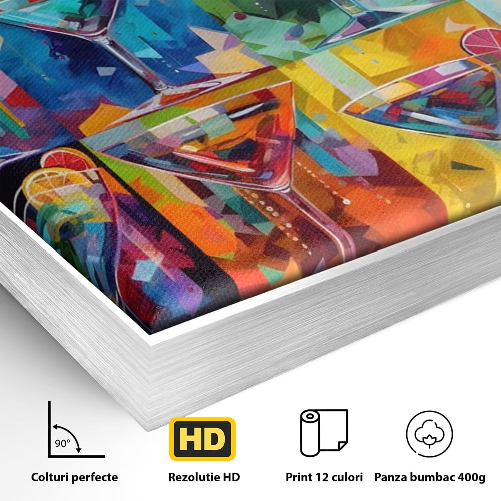 Tablou Canvas Premium LuxCanva® A1495, Cocktail , Room, Bautura, Pahare, Bar, Bucatarie, Culori Vibrante