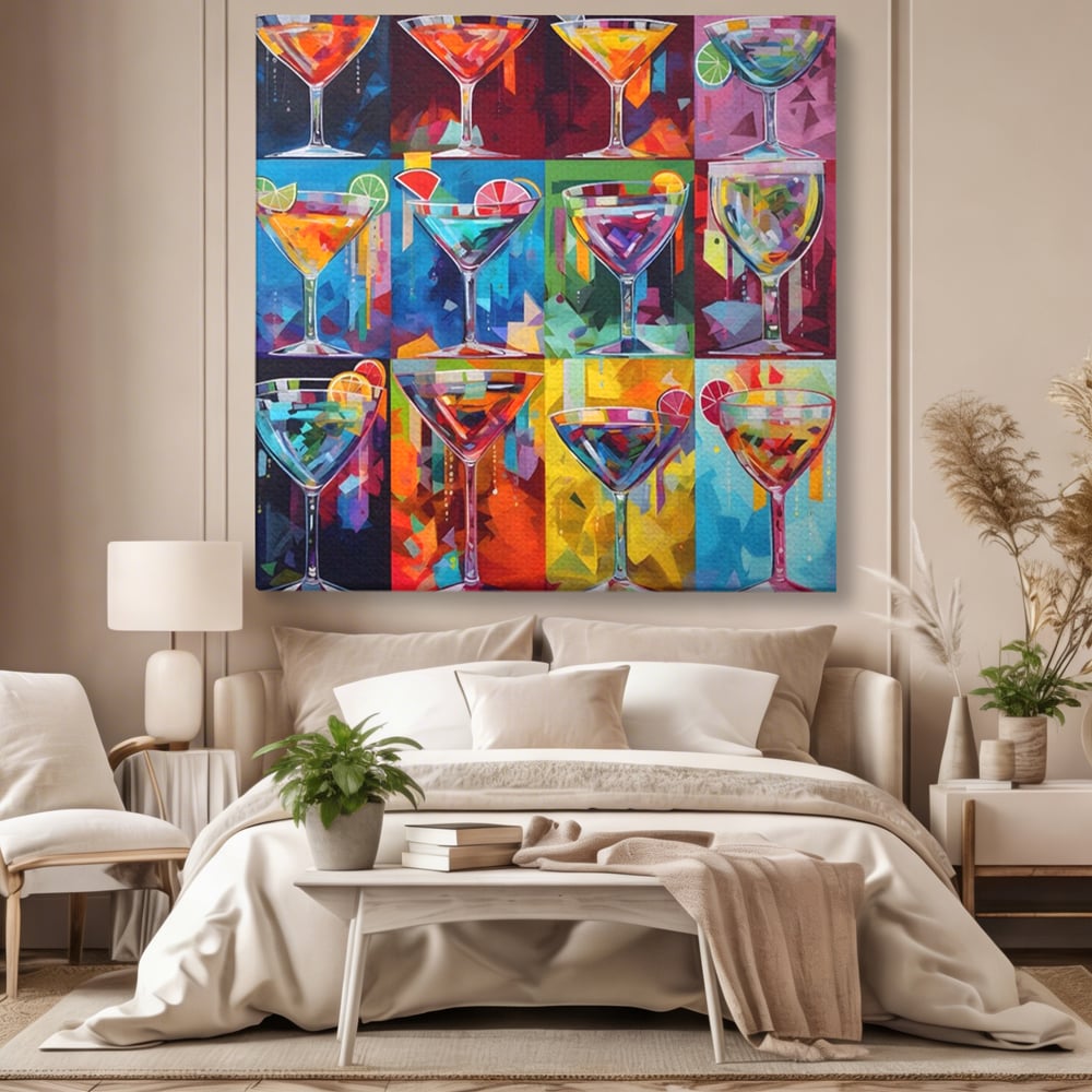 Tablou Canvas Premium LuxCanva® A1495, Cocktail , Room, Bautura, Pahare, Bar, Bucatarie, Culori Vibrante