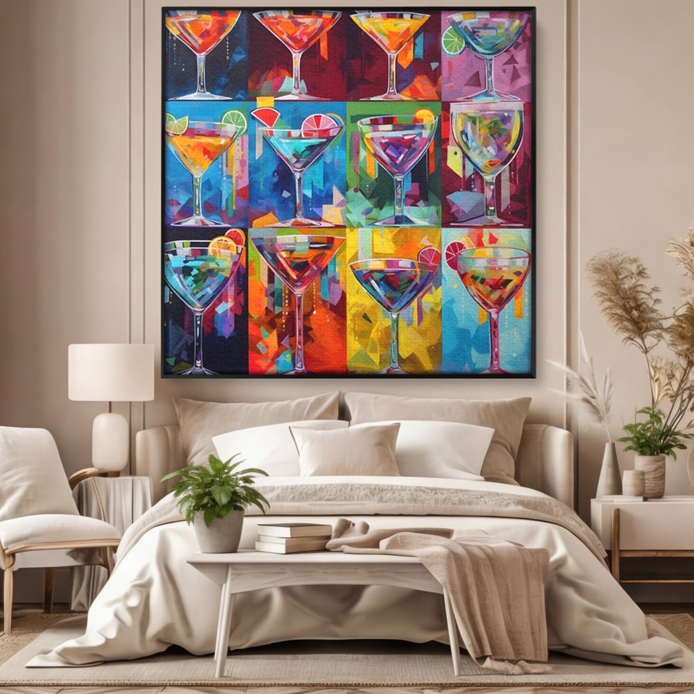 Tablou Canvas Premium LuxCanva® A1495, Cocktail , Room, Bautura, Pahare, Bar, Bucatarie, Culori Vibrante