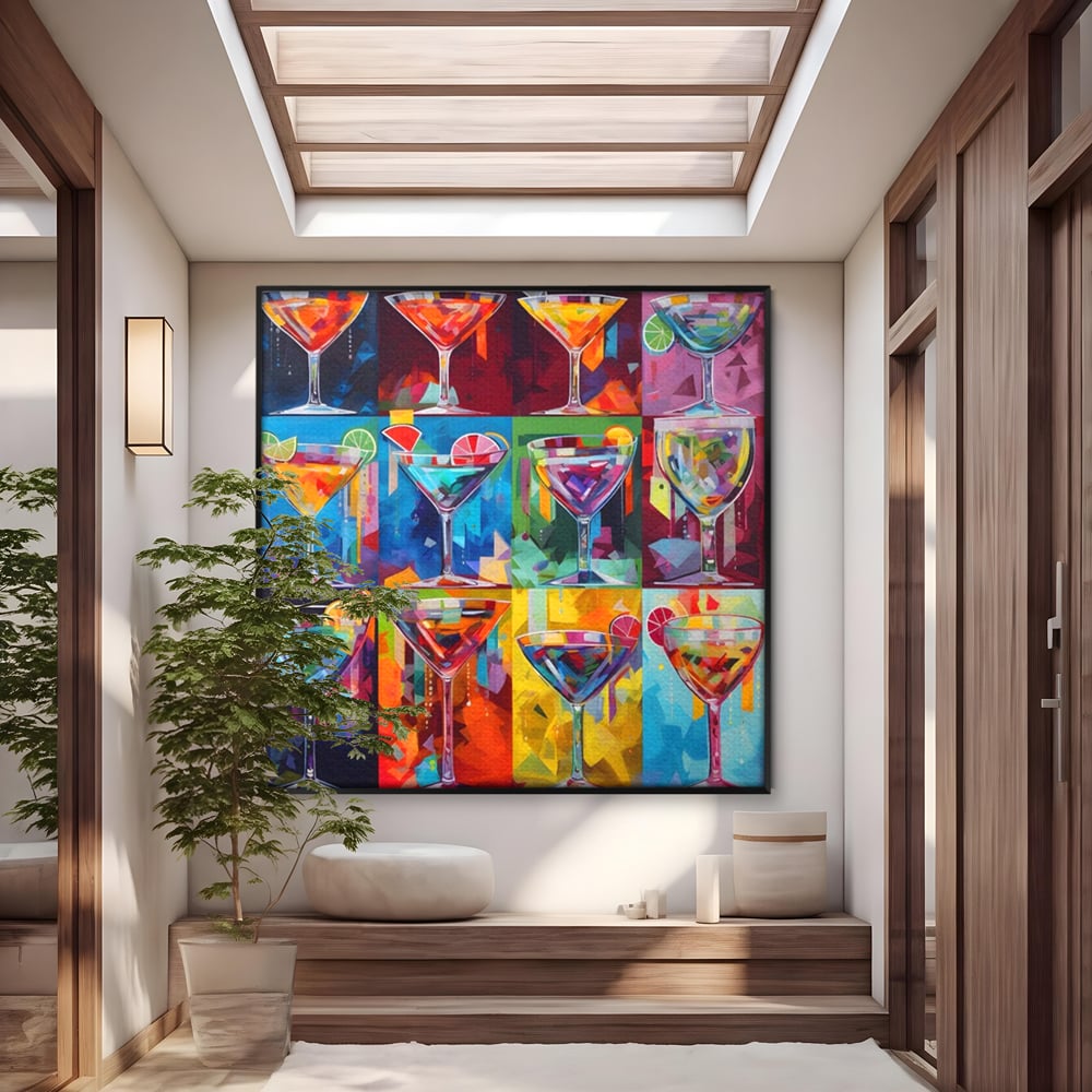 Tablou Canvas Premium LuxCanva® A1495, Cocktail , Room, Bautura, Pahare, Bar, Bucatarie, Culori Vibrante
