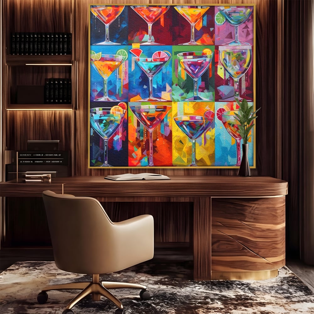 Tablou Canvas Premium LuxCanva® A1495, Cocktail , Room, Bautura, Pahare, Bar, Bucatarie, Culori Vibrante