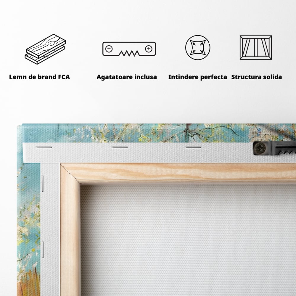 Leinwand Wandbilder Premium LuxCanva® A1497, Rosa Pfirsich, Zimmer, Baum, Blumen, Van Gogh, Gemälde, Wohnen, lebendige Farben