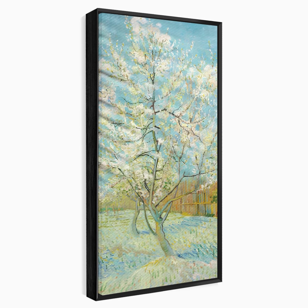 Leinwand Wandbilder Premium LuxCanva® A1497, Rosa Pfirsich, Zimmer, Baum, Blumen, Van Gogh, Gemälde, Wohnen, lebendige Farben