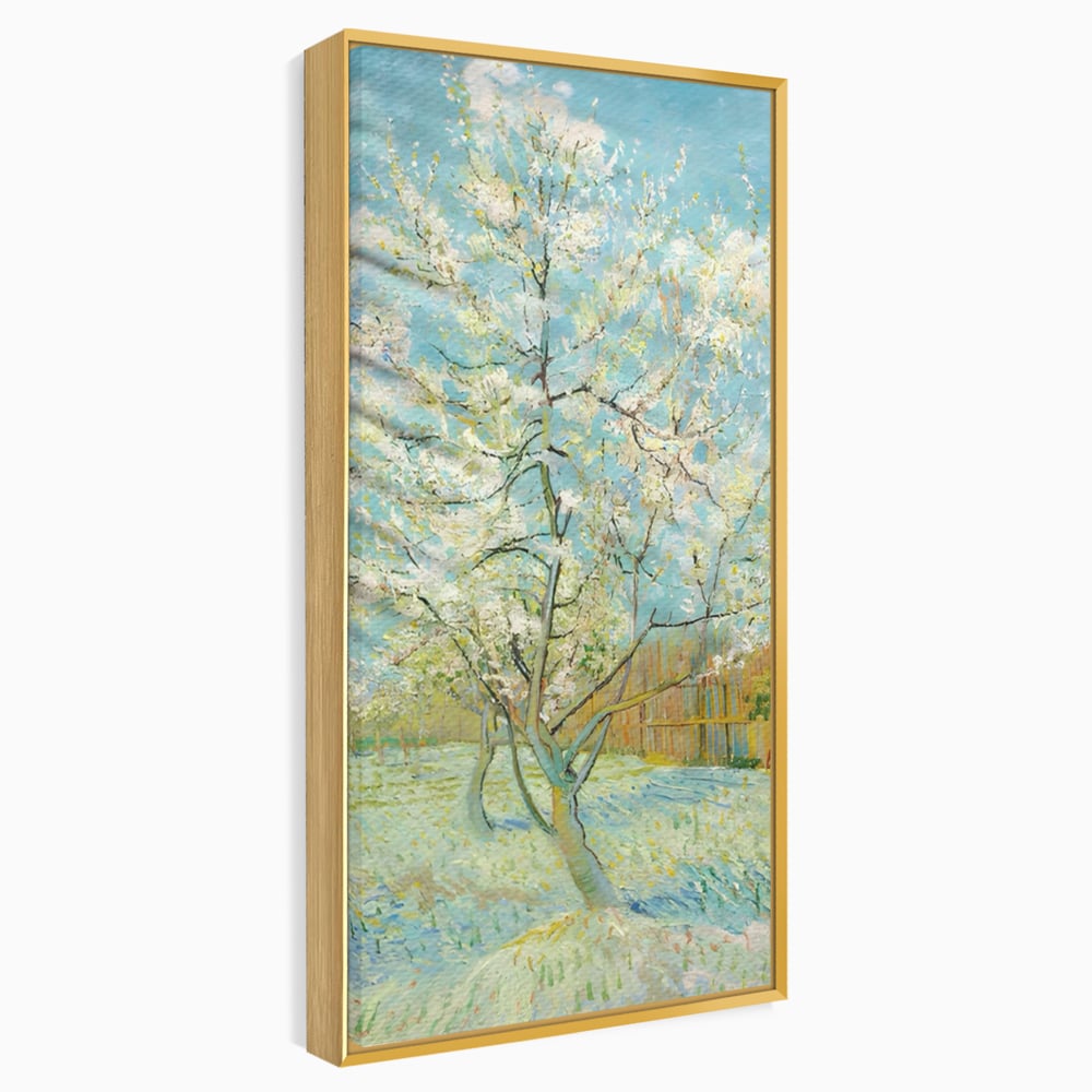 Leinwand Wandbilder Premium LuxCanva® A1497, Rosa Pfirsich, Zimmer, Baum, Blumen, Van Gogh, Gemälde, Wohnen, lebendige Farben