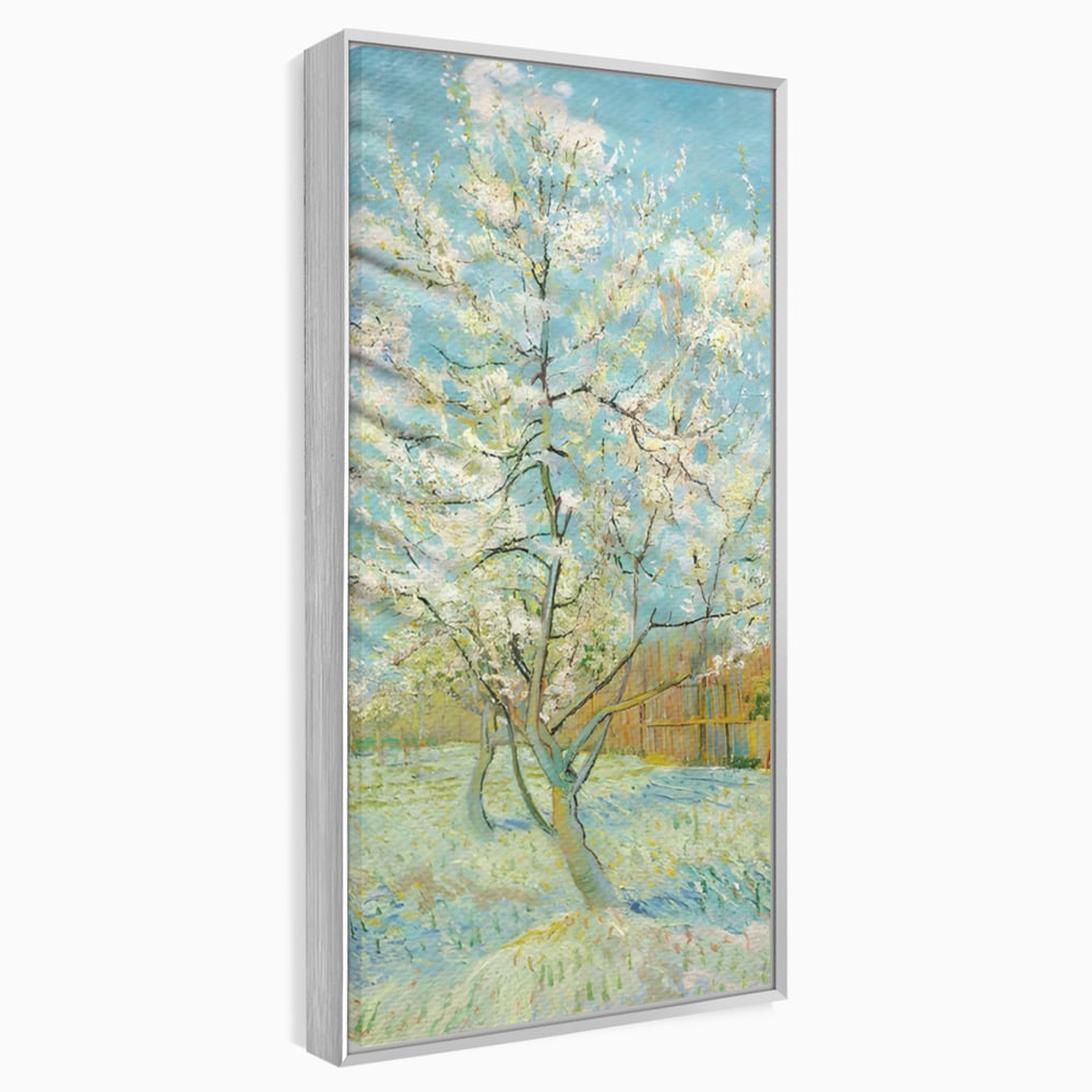 Leinwand Wandbilder Premium LuxCanva® A1497, Rosa Pfirsich, Zimmer, Baum, Blumen, Van Gogh, Gemälde, Wohnen, lebendige Farben