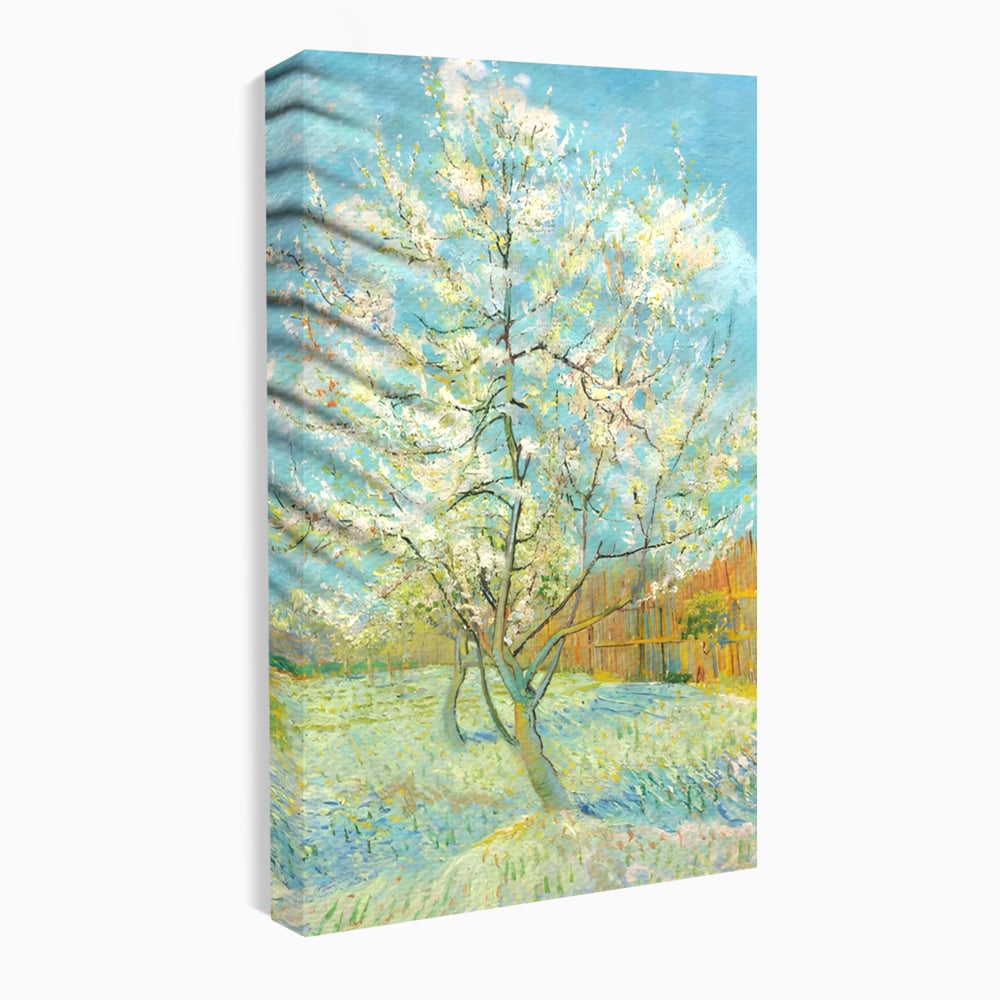 Leinwand Wandbilder Premium LuxCanva® A1497, Rosa Pfirsich, Zimmer, Baum, Blumen, Van Gogh, Gemälde, Wohnen, lebendige Farben