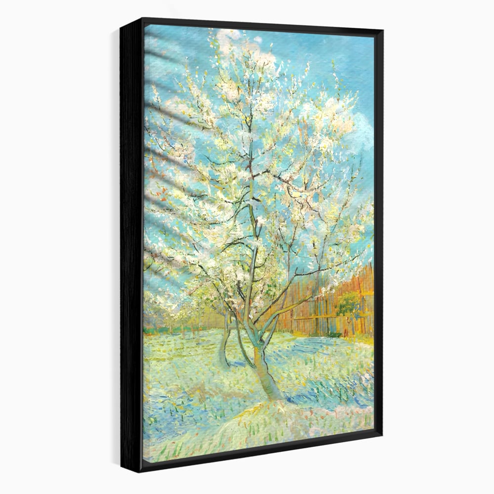 Leinwand Wandbilder Premium LuxCanva® A1497, Rosa Pfirsich, Zimmer, Baum, Blumen, Van Gogh, Gemälde, Wohnen, lebendige Farben