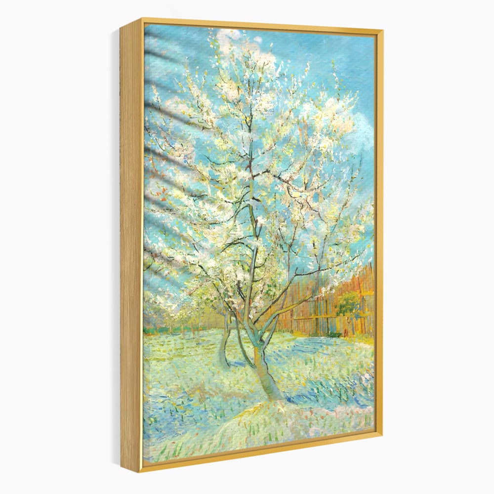 Leinwand Wandbilder Premium LuxCanva® A1497, Rosa Pfirsich, Zimmer, Baum, Blumen, Van Gogh, Gemälde, Wohnen, lebendige Farben