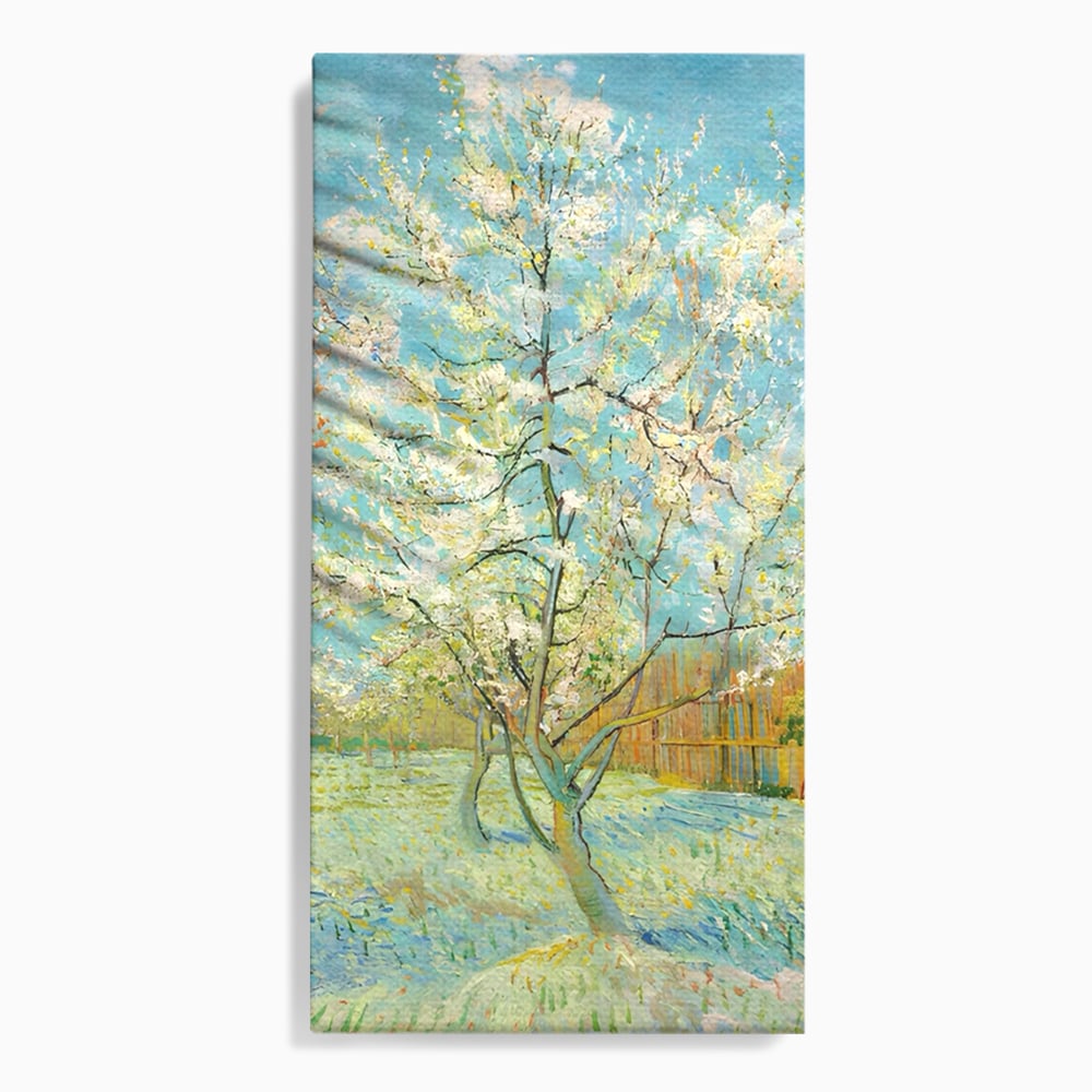 Leinwand Wandbilder Premium LuxCanva® A1497, Rosa Pfirsich, Zimmer, Baum, Blumen, Van Gogh, Gemälde, Wohnen, lebendige Farben
