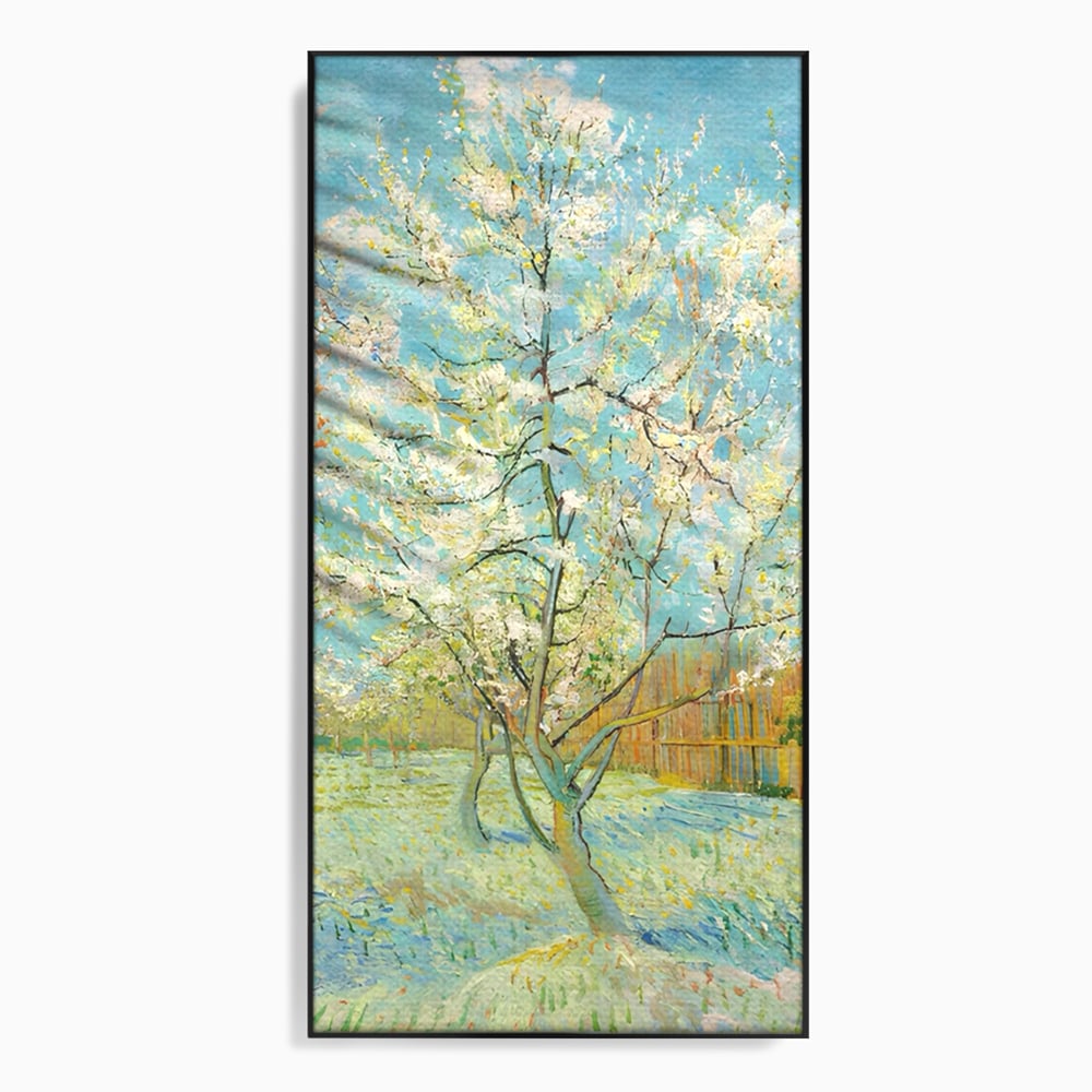 Leinwand Wandbilder Premium LuxCanva® A1497, Rosa Pfirsich, Zimmer, Baum, Blumen, Van Gogh, Gemälde, Wohnen, lebendige Farben