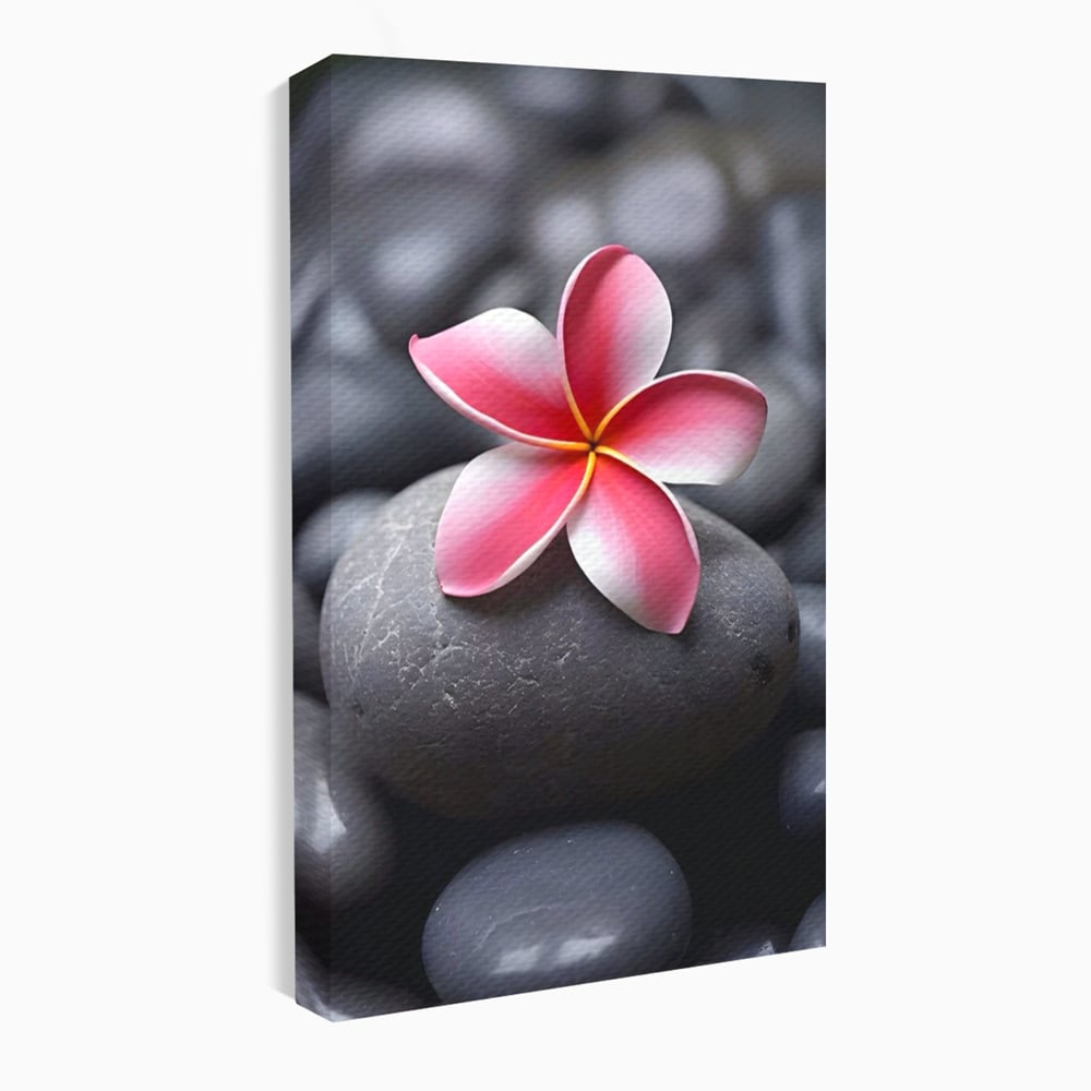 Tablou Canvas Premium LuxCanva® A1498, Flower Spa , Room, Relaxare, Floare Roz, Pietre, Decorativ, Living, Culori Vibrante