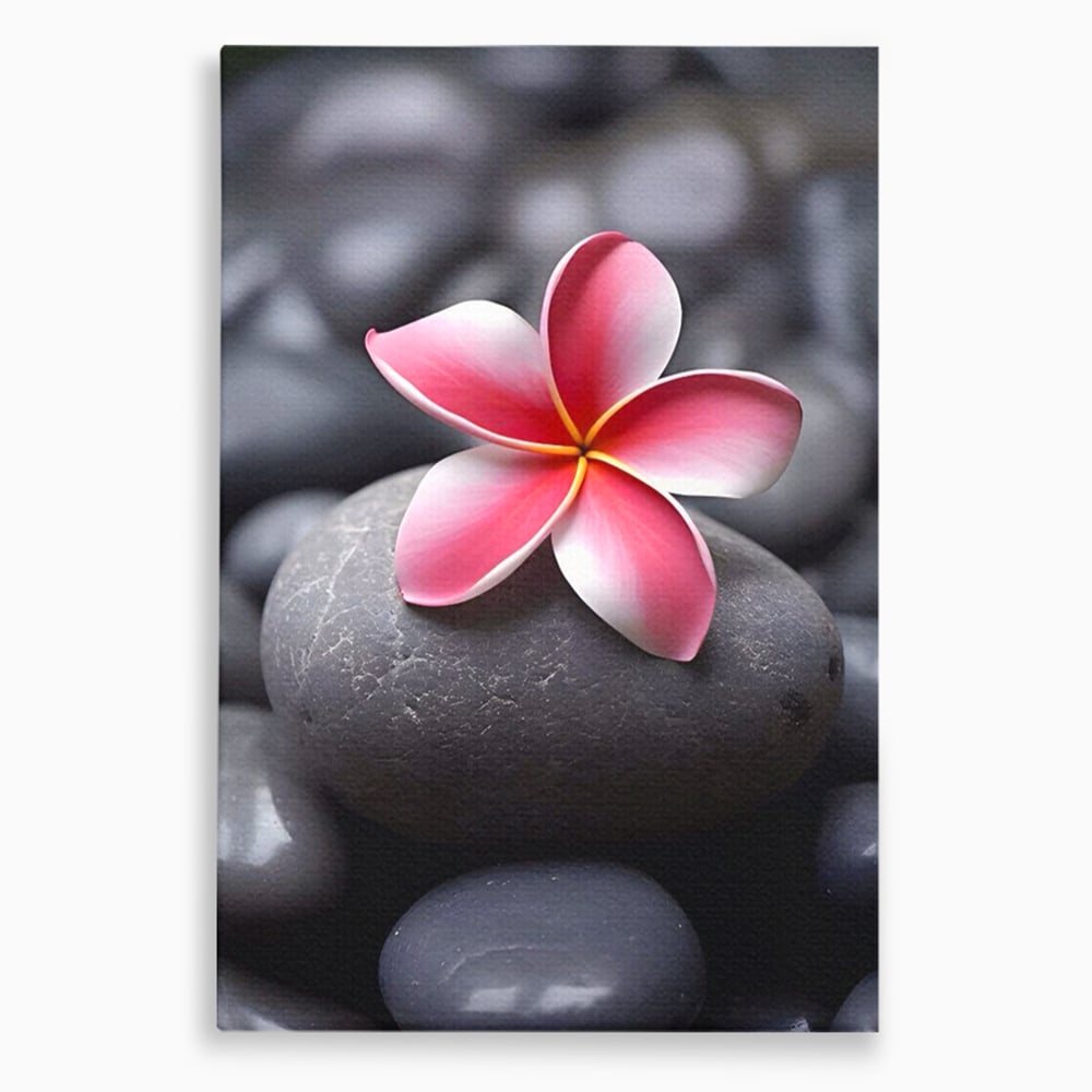 Tablou Canvas Premium LuxCanva® A1498, Flower Spa , Room, Relaxare, Floare Roz, Pietre, Decorativ, Living, Culori Vibrante