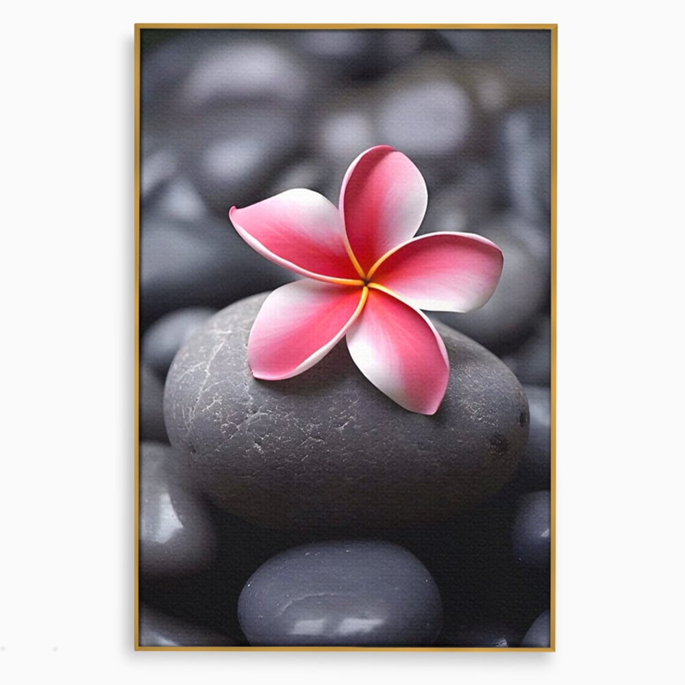 Tablou Canvas Premium LuxCanva® A1498, Flower Spa , Room, Relaxare, Floare Roz, Pietre, Decorativ, Living, Culori Vibrante