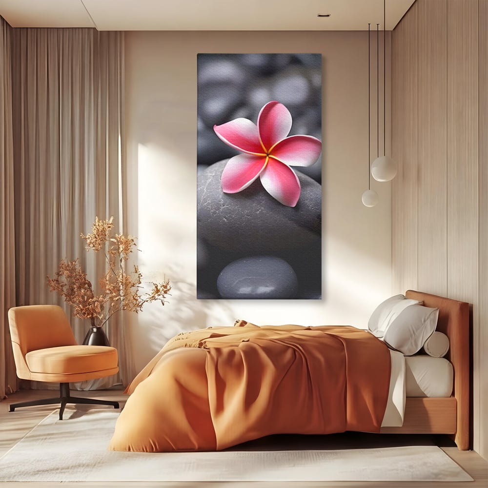 Tablou Canvas Premium LuxCanva® A1498, Flower Spa , Room, Relaxare, Floare Roz, Pietre, Decorativ, Living, Culori Vibrante